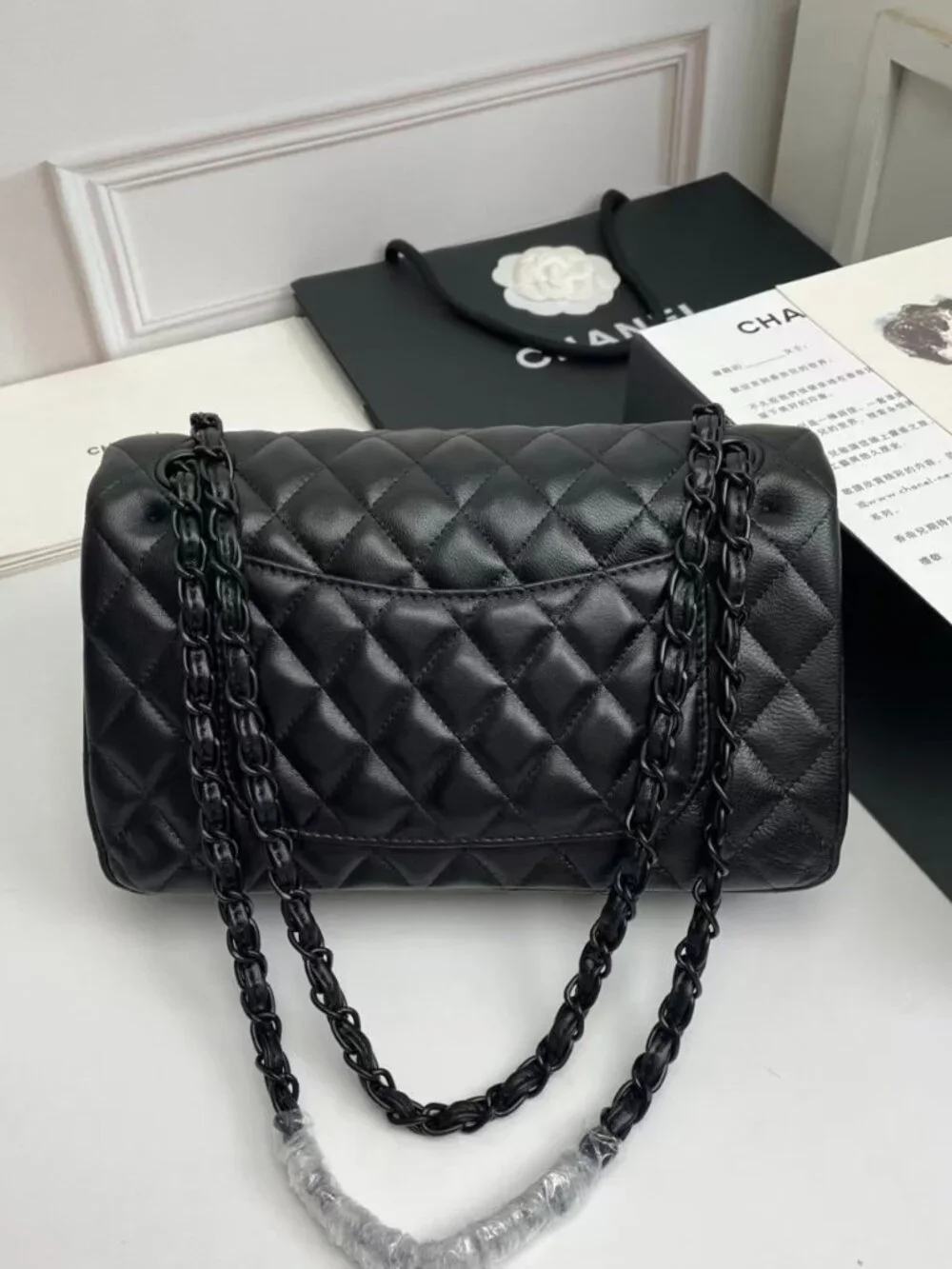 Chanel Classic Flap Quilted Black Leather Black Tone Chain Shoulder Bag - Picture 6 of 9